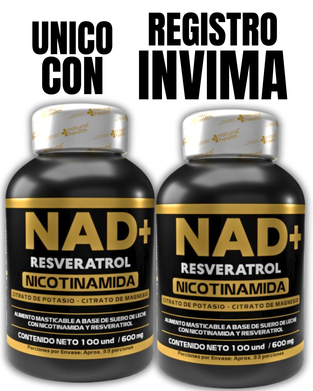 NAD+ Resveratrol pastas con INVIMA x2